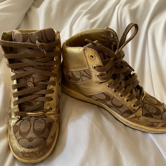 COACH gold hightops - Picture 1 of 4